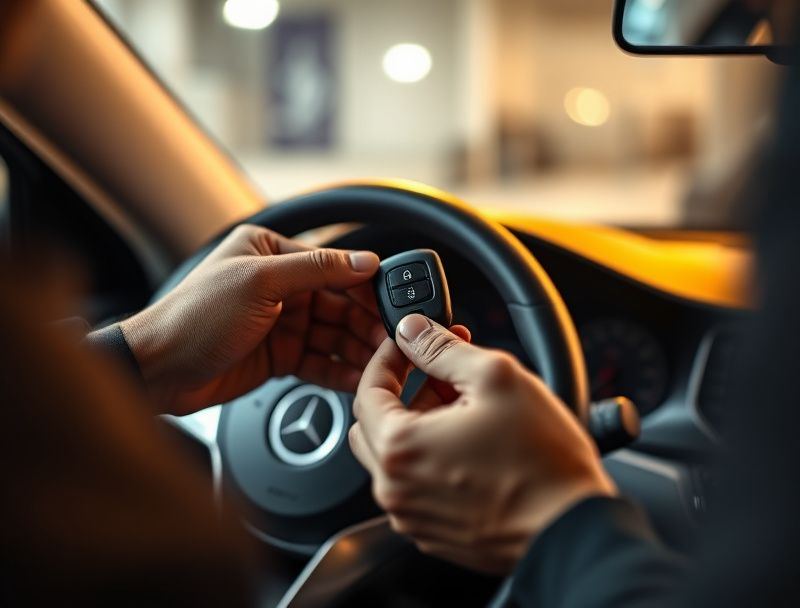 Auto locksmith programming a car transponder key on-site