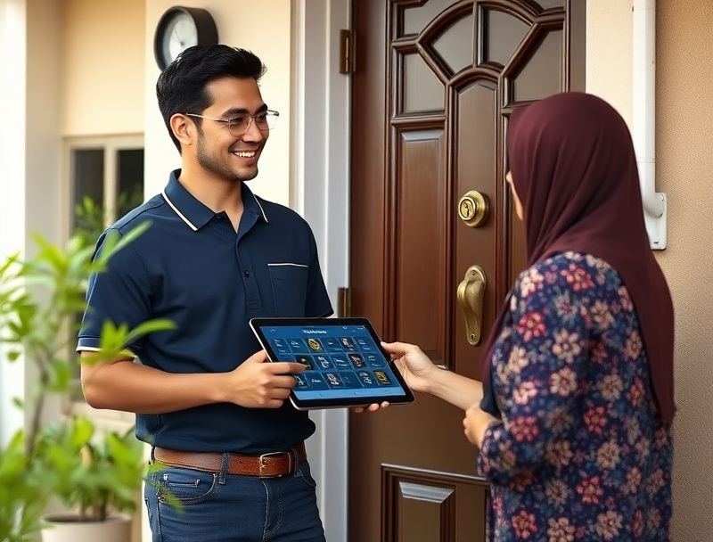 QuickSmith consultant advising a homeowner on lock options